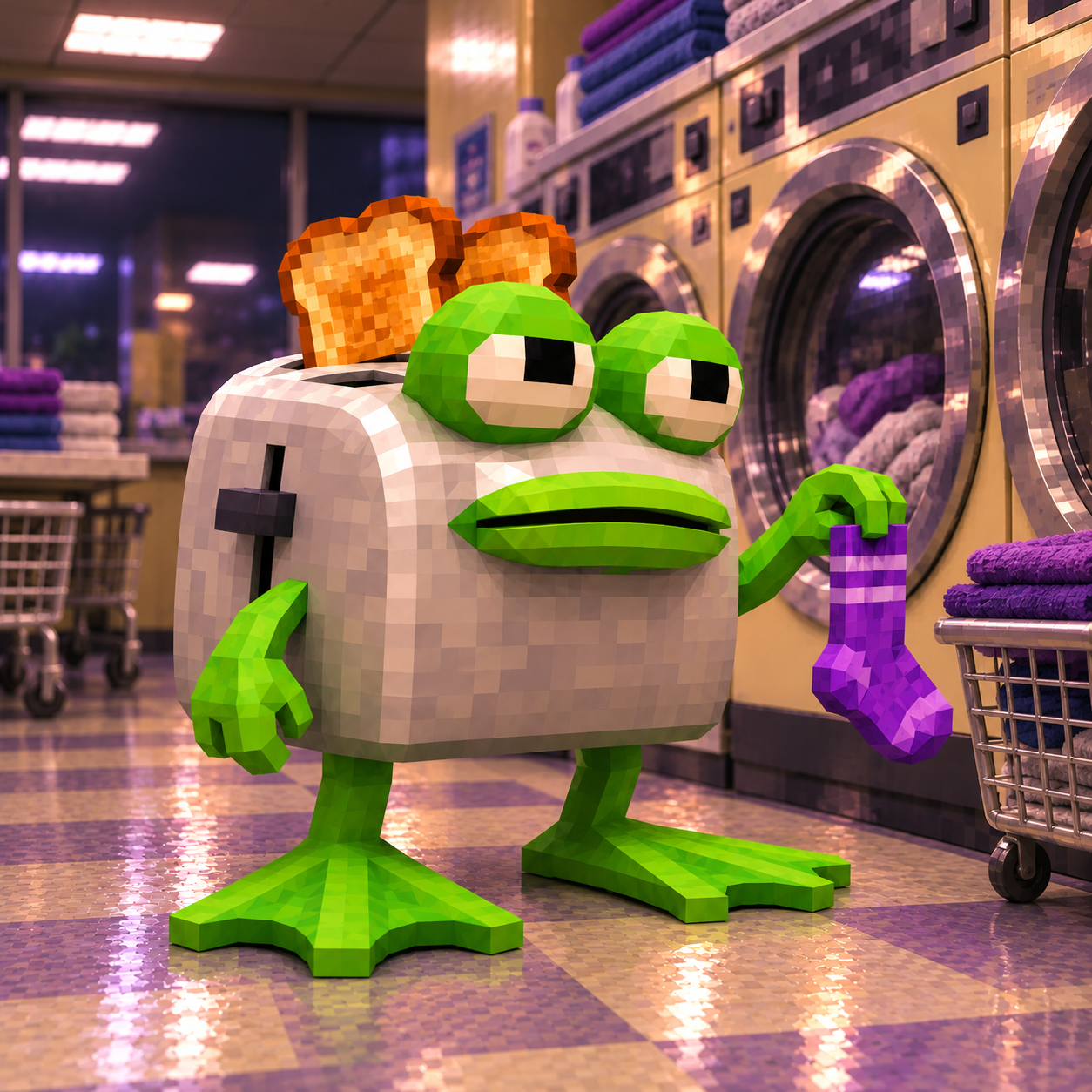 Portrait of Froaster holding the purple sock